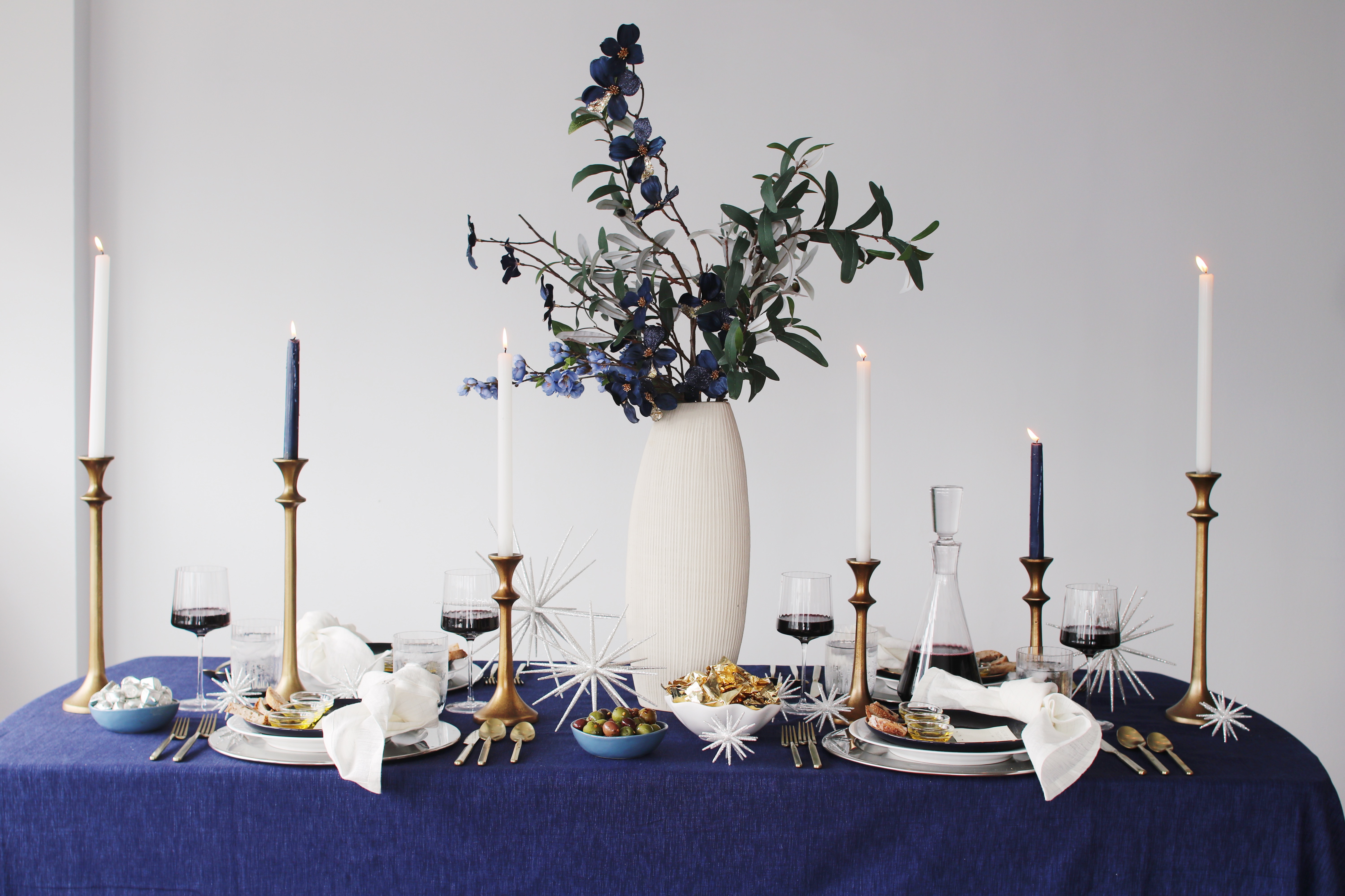 crate and barrel hanukkah tablescape with rebekah lowin